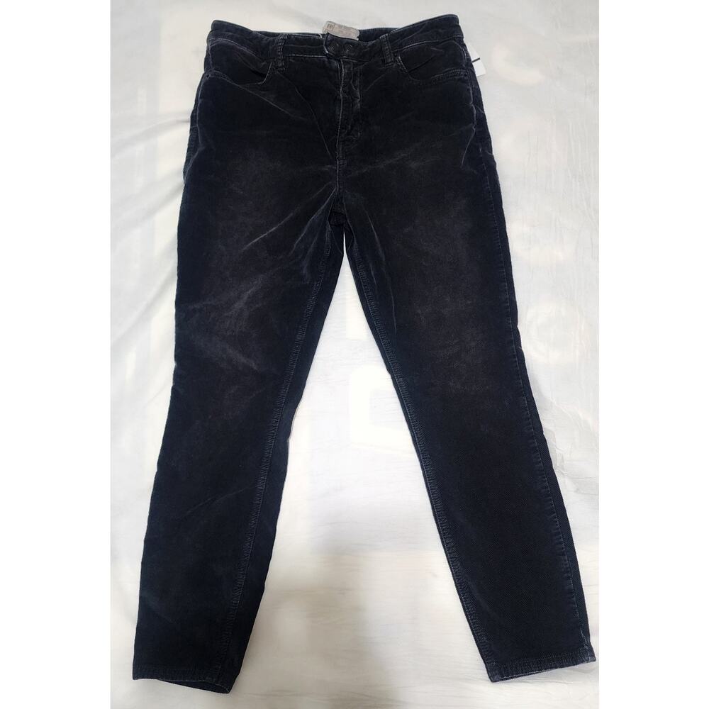 Free People‎ Women's Lite Wash Black Corduroy Skinny Jeans Mid-Rise Size 27 Boho